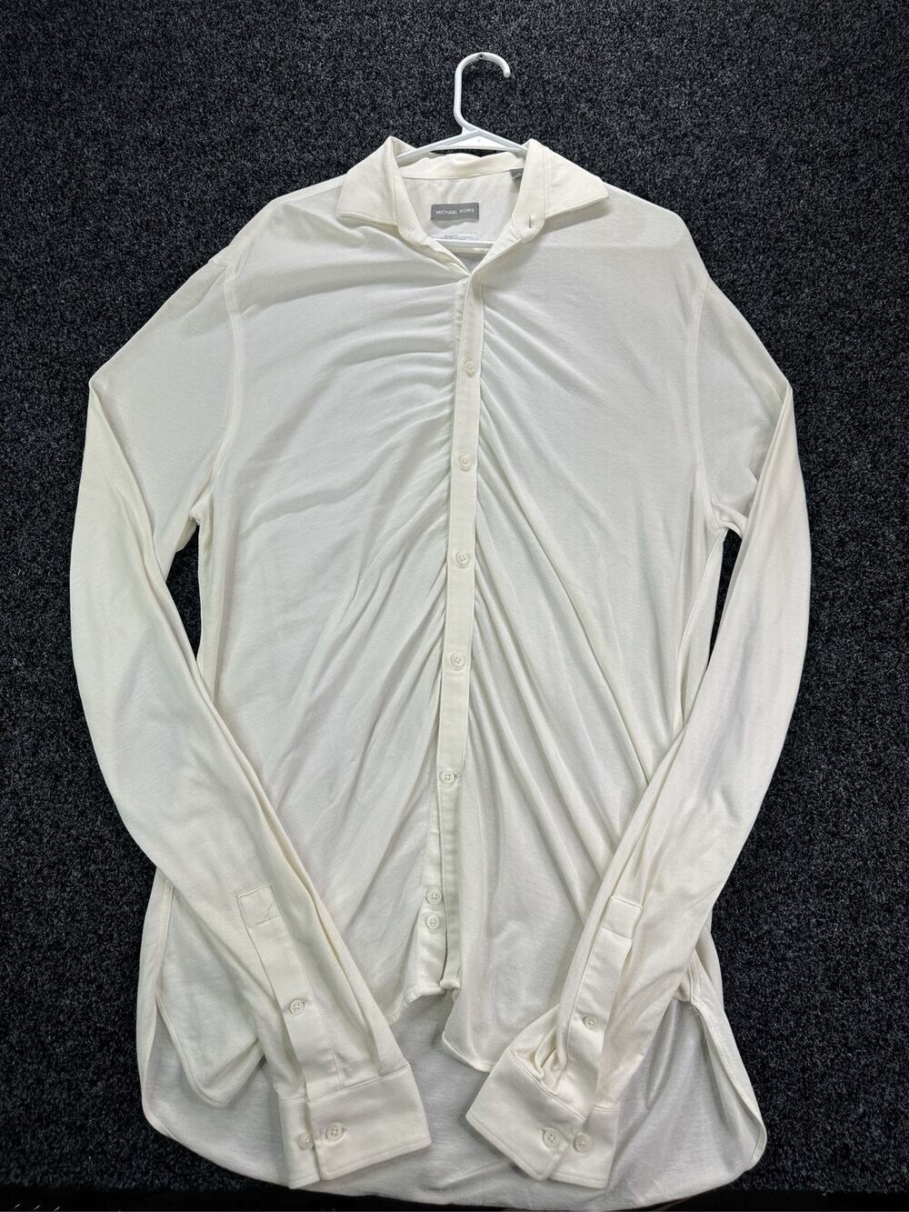 Michael Kors Men Slim Fit Fine Gauge Knit Long Sleeve Shirt White